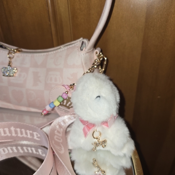 Nwt Juicy Couture Pink Festival Shoulder Bag With Charm New - Picture 4 of 5